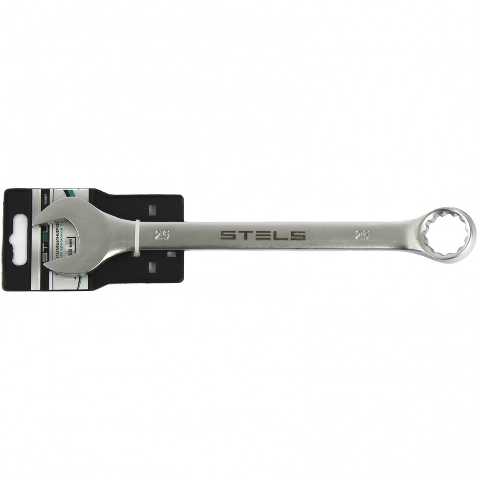 Ключ комбинированный, 25 мм, CrV, матовый хром STELS 15227