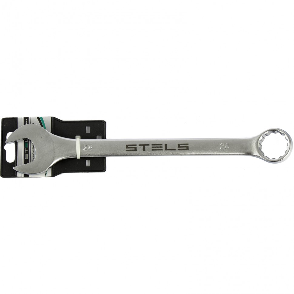 Ключ комбинированный, 28 мм, CrV, матовый хром STELS 15229