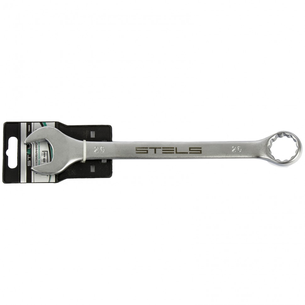 Ключ комбинированный, 26 мм, CrV, матовый хром STELS 15228