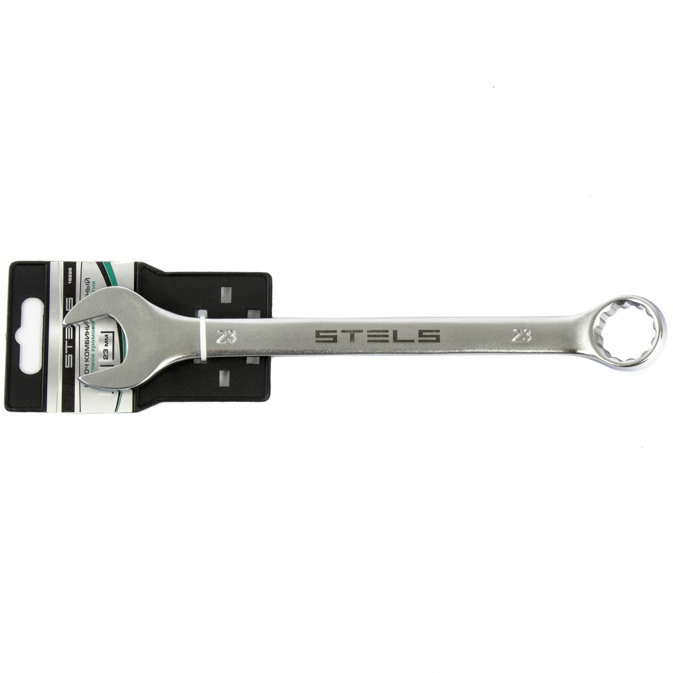 Ключ комбинированный, 23 мм, CrV, матовый хром STELS 15226