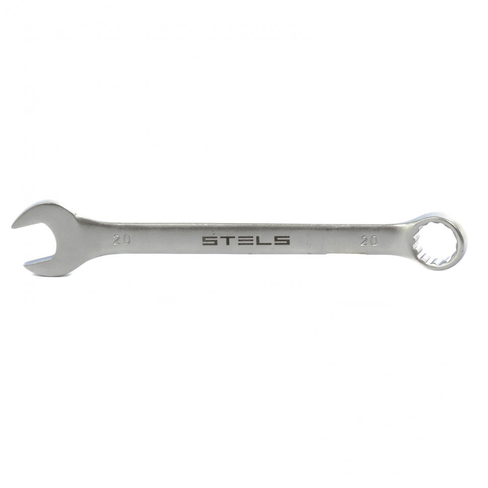 Ключ комбинированный, 20 мм, CrV, матовый хром STELS 15215
